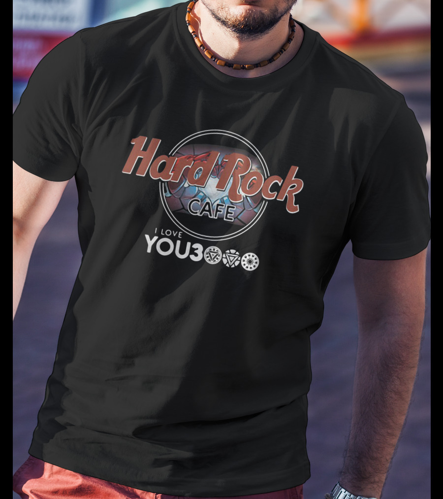 Hard Rock Cafe Marvel Avengers I Love You 3000 Iconic Symbols T-Shirt