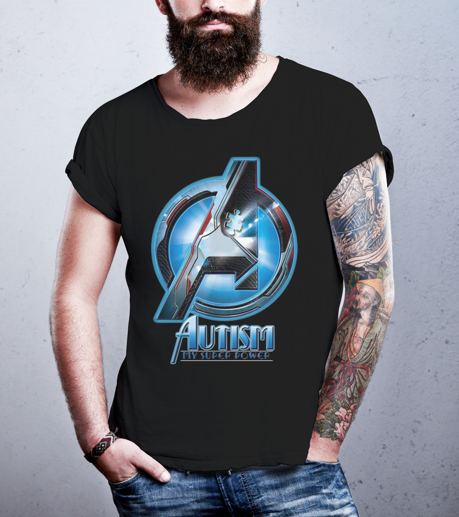 Autism My Super Power Avengers-Inspired Puzzle Piece T-Shirt