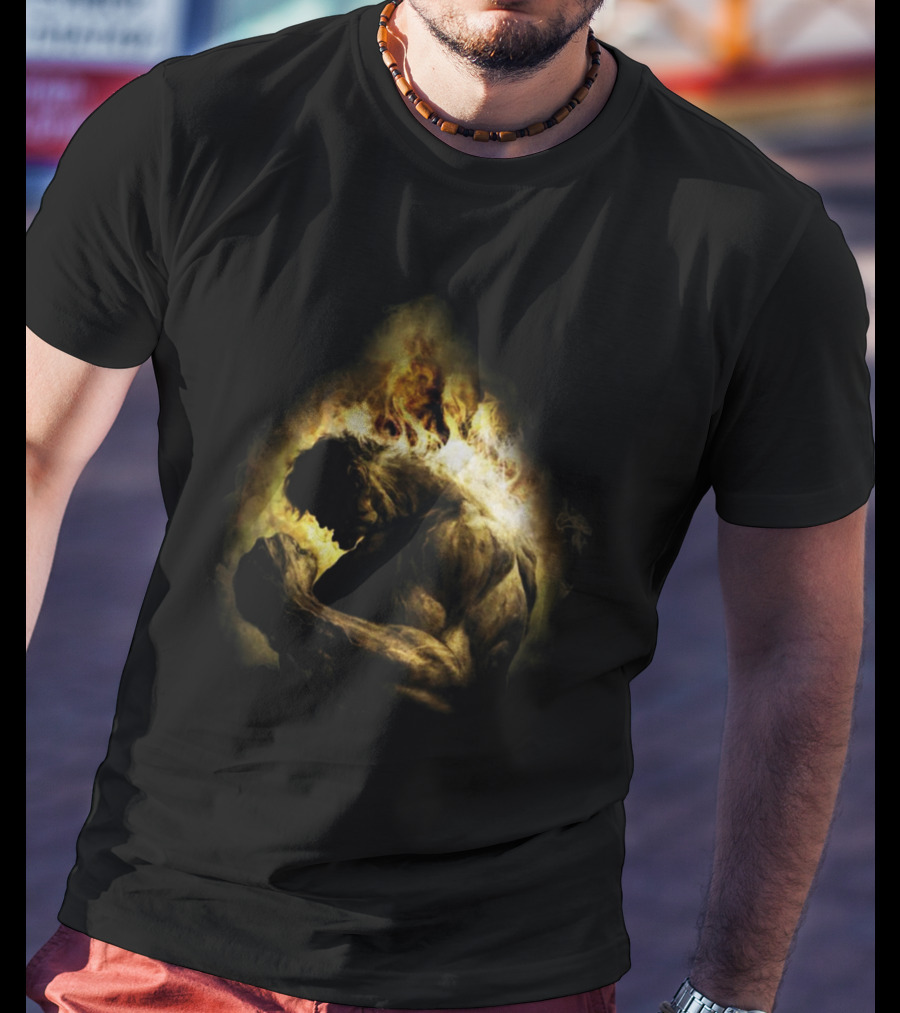 HULK POWER Fiery Silhouette In Strength And Flames T-Shirt