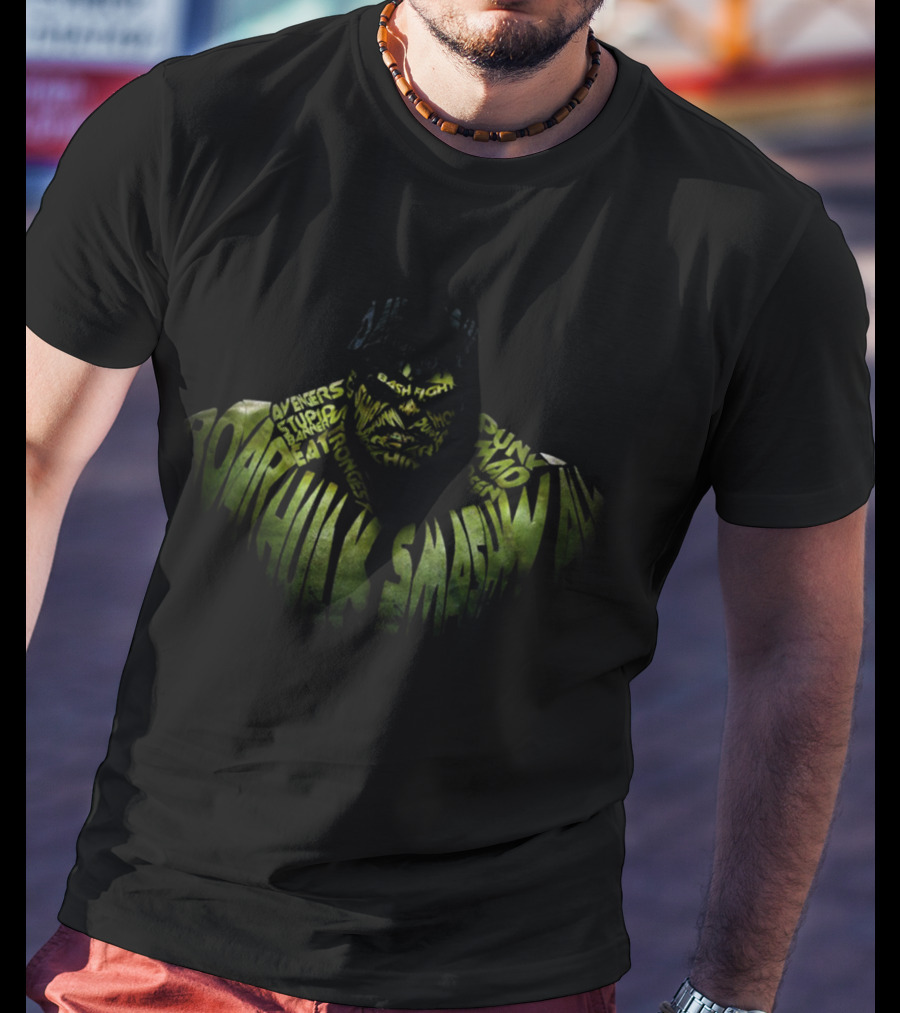 Hulk Word Roar Smash Strongest Avengers Puny Human Bash Fight Rage T-Shirt