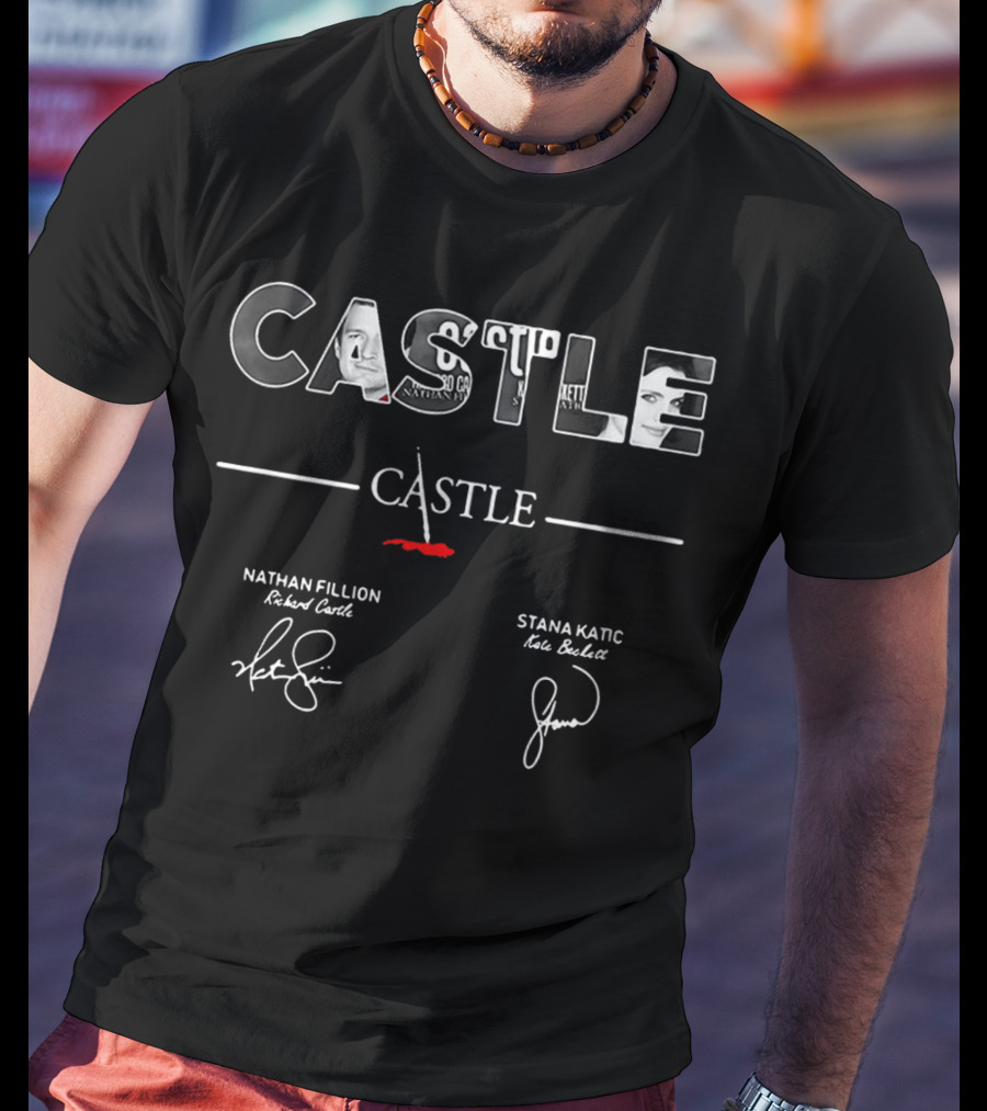 Castle Nathan Fillion Stana Katic Richard Castle Kate Beckett Signatures T-Shirt