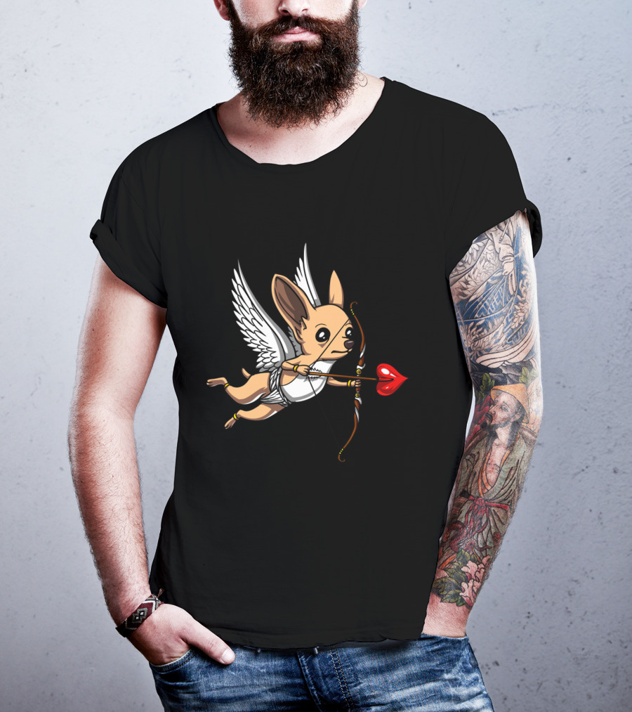 Chihuahua Cupid With Bow And Heart Arrow Wings T-Shirt