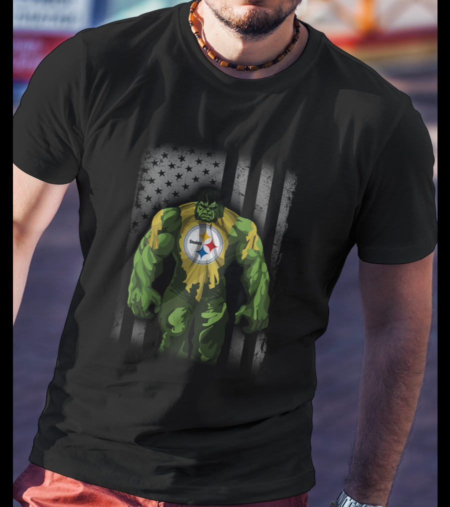 Pittsburgh Steelers Hulk American Flag Mashup T-Shirt