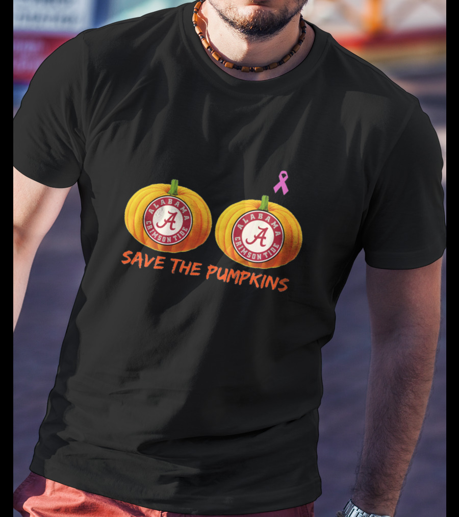 Alabama Crimson Tide Save The Pumpkins Pink Ribbon T-Shirt