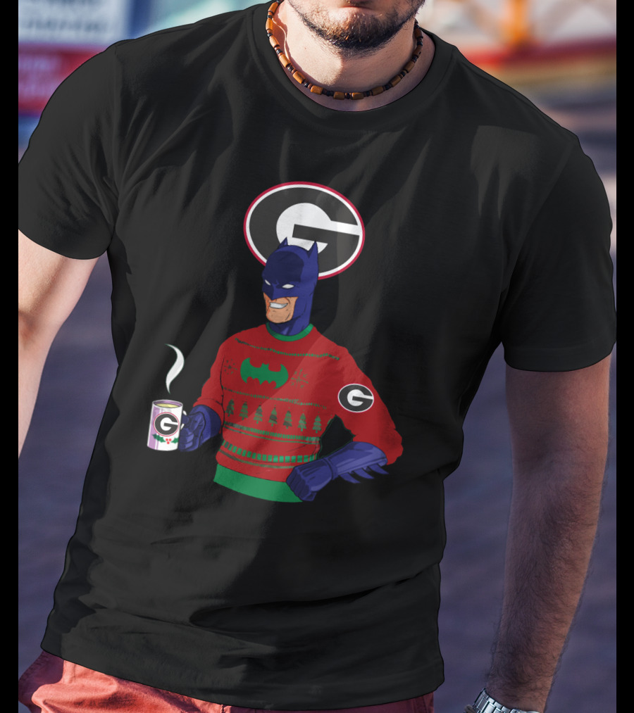 Georgia Bulldogs Batman Christmas Sweater With Logo And Coffee Mug T-Shirt