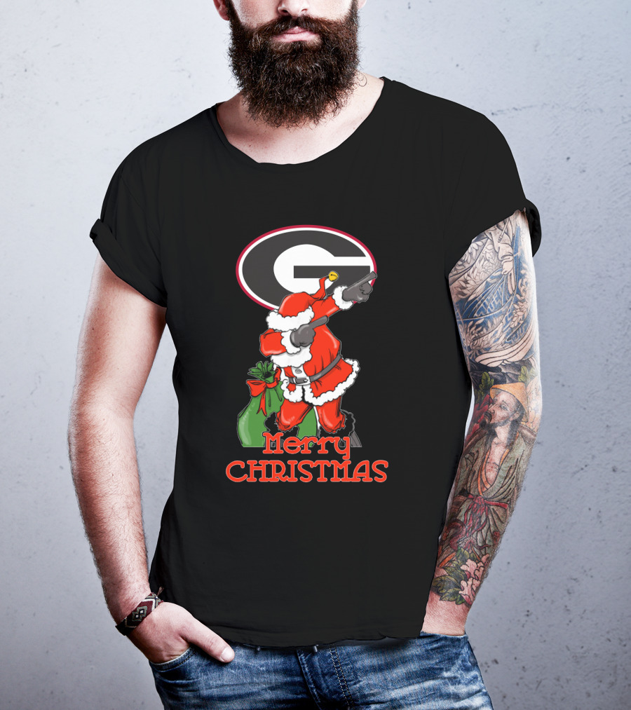 Georgia Bulldogs Merry Christmas Santa T-Shirt