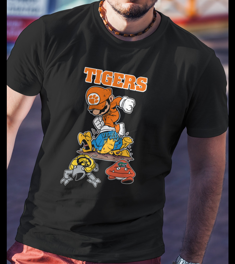 Tigers Clemson Parody Style Iconic Character Jumping Action T-Shirt