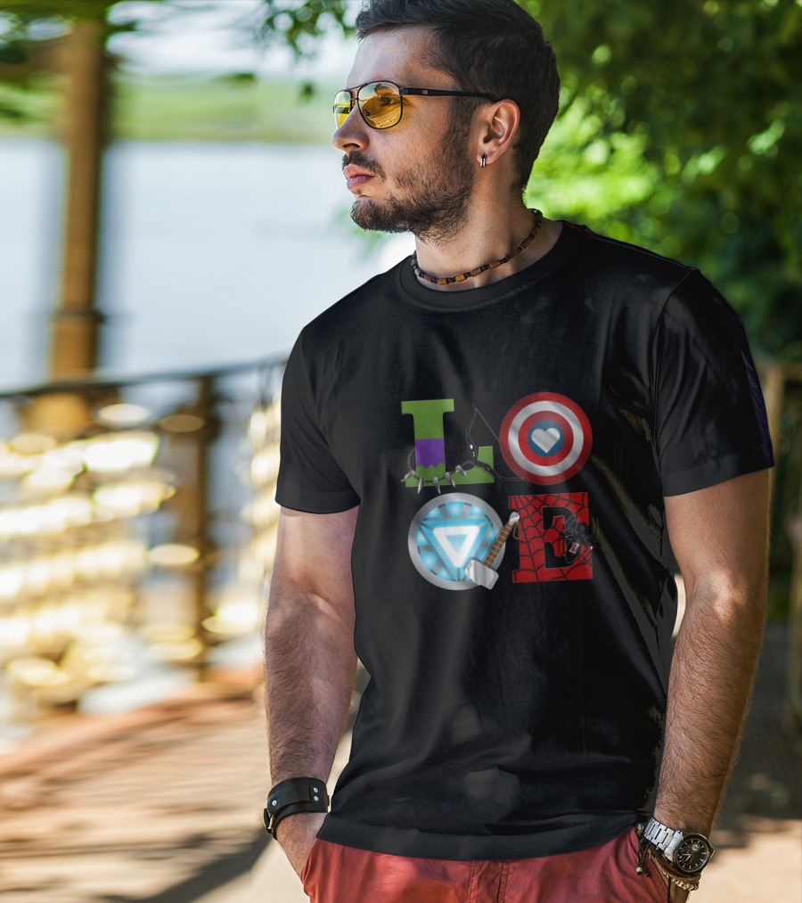 Avengers Love Hulk Captain America Iron Man Thor Spider-Man T-Shirt