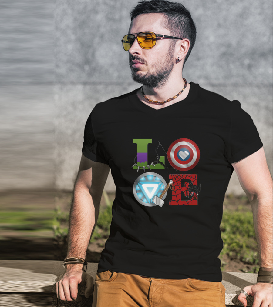Avengers Love Hulk Captain America Iron Man Thor Spider-Man T-Shirt