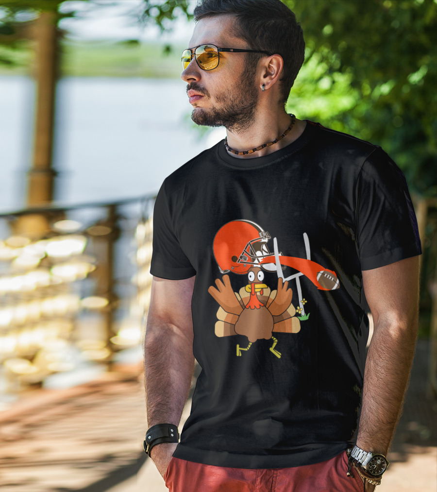 Cleveland Browns Turkey Thanksgiving Football Helmet T-Shirt