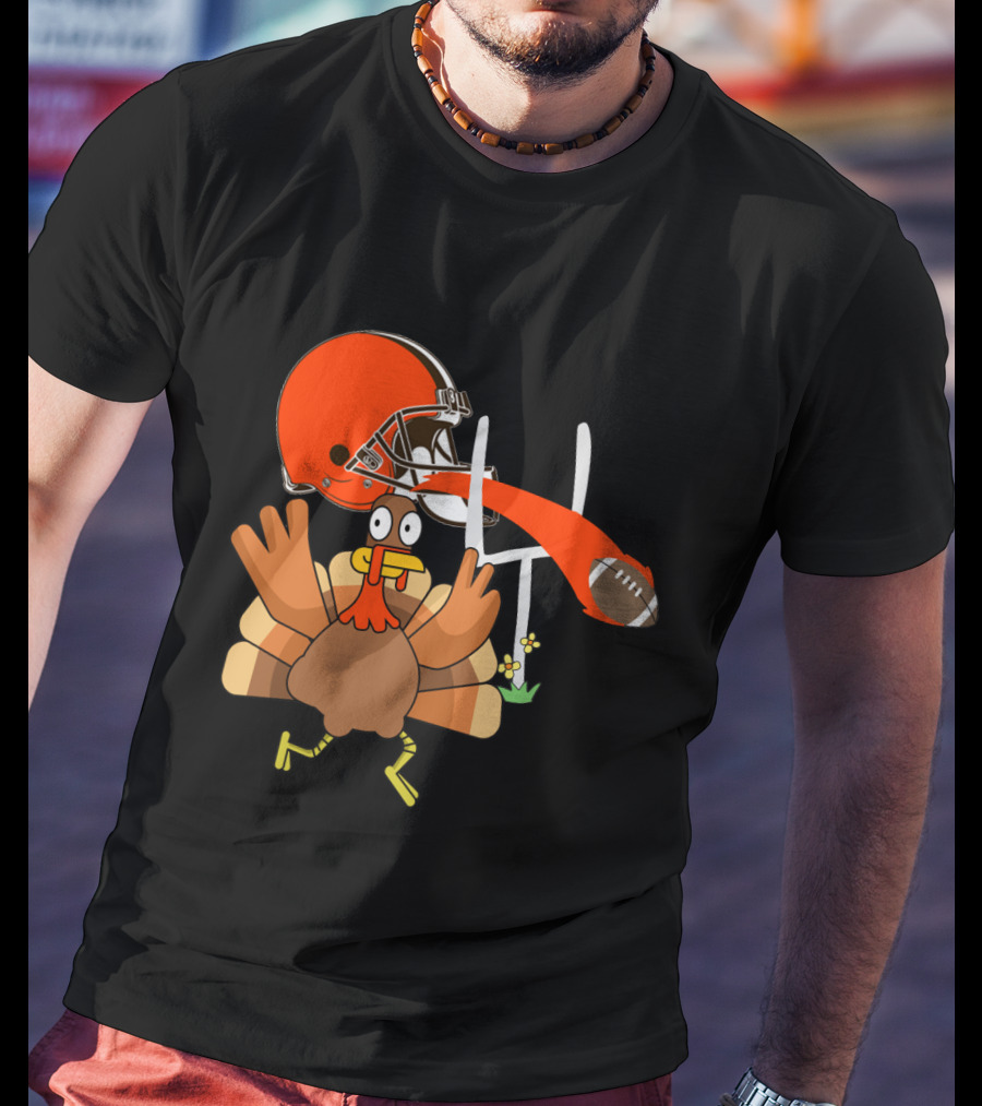 Cleveland Browns Turkey Thanksgiving Football Helmet T-Shirt