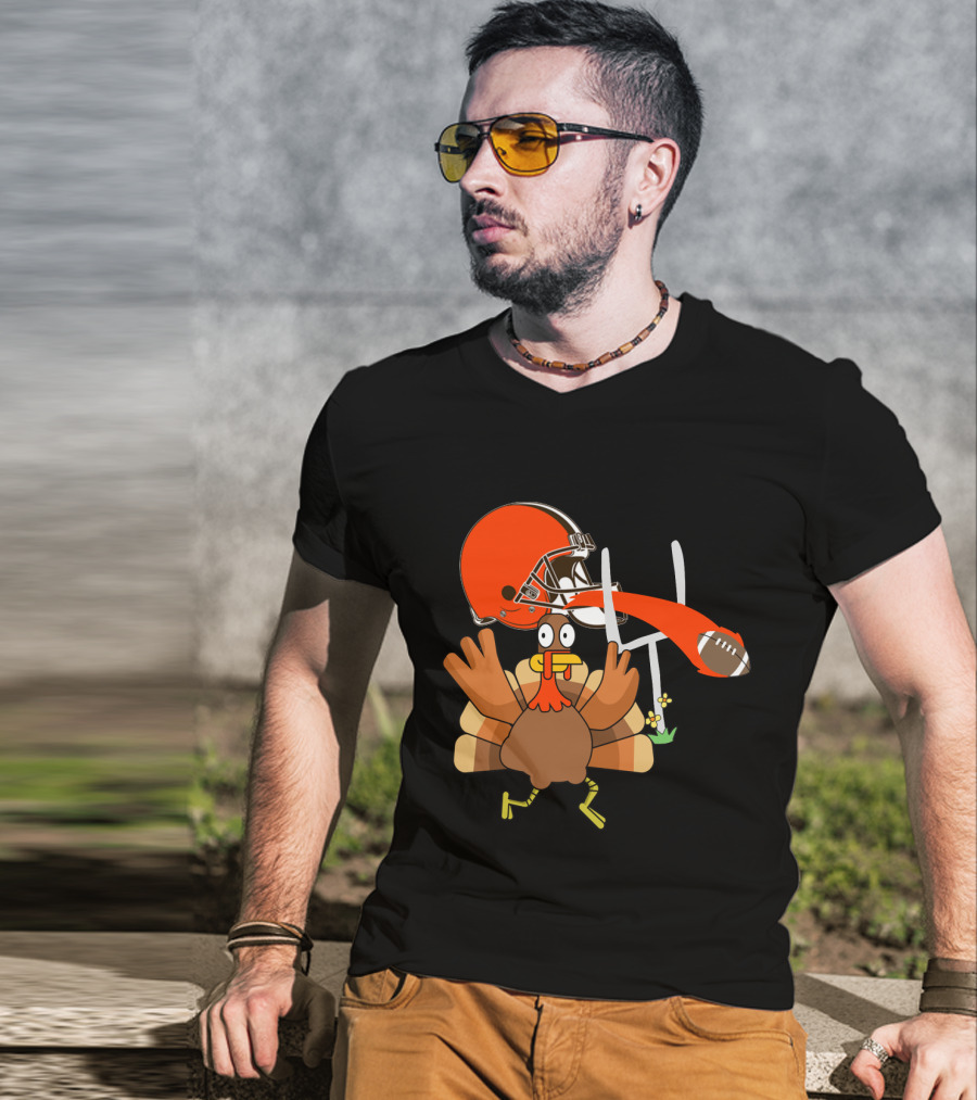 Cleveland Browns Turkey Thanksgiving Football Helmet T-Shirt