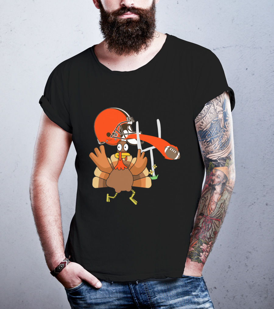 Cleveland Browns Turkey Thanksgiving Football Helmet T-Shirt