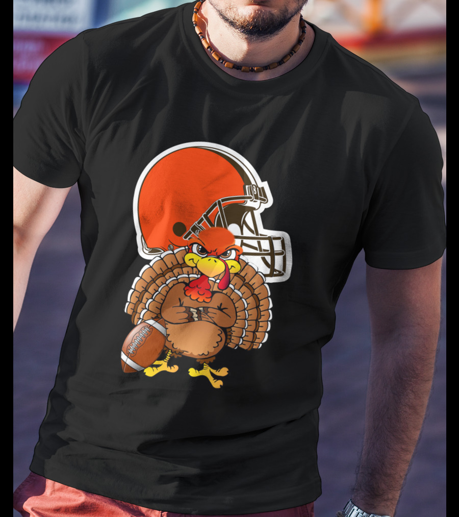 Cleveland Browns Angry Thanksgiving Turkey Football Helmet T-Shirt