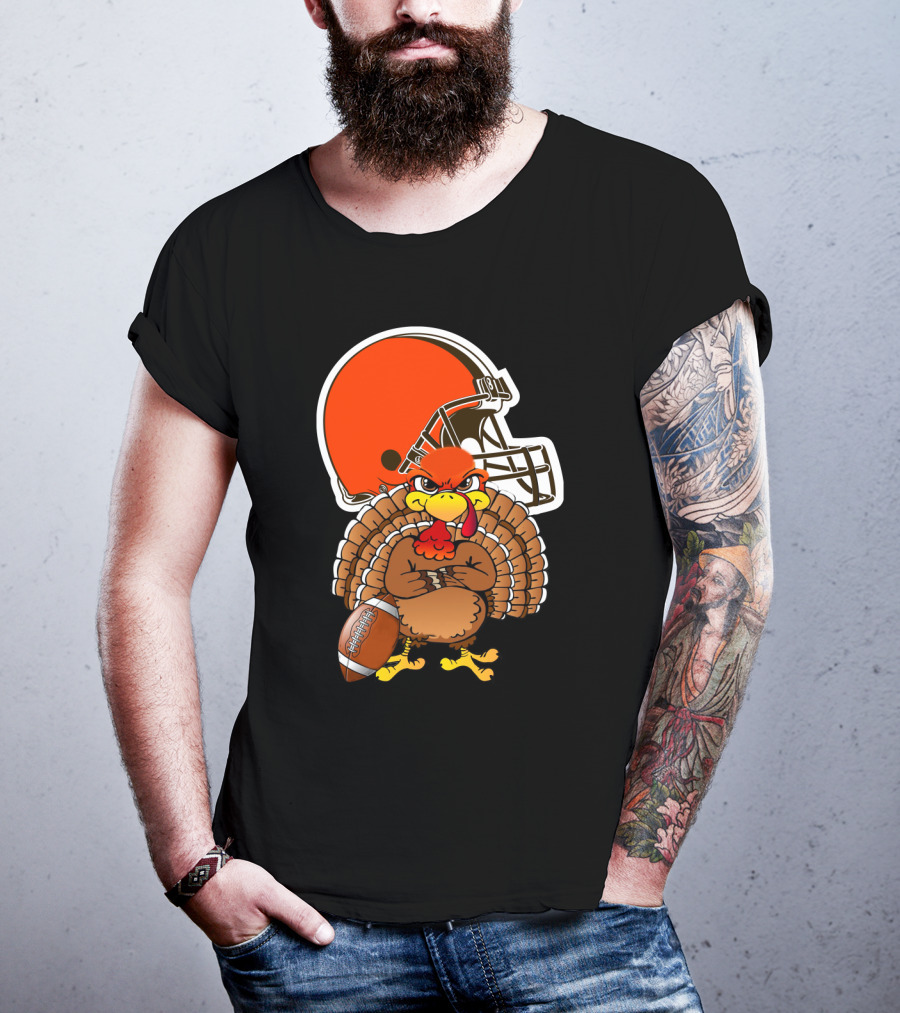Cleveland Browns Angry Thanksgiving Turkey Football Helmet T-Shirt