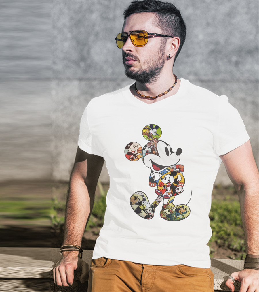 Disney Mickey Mouse Collage Vintage Comic Style T-Shirt