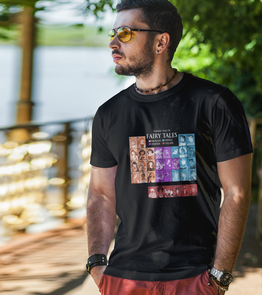 Periodic Table Of Fairy Tales Princess Prince Friends Villain Disney Films T-Shirt