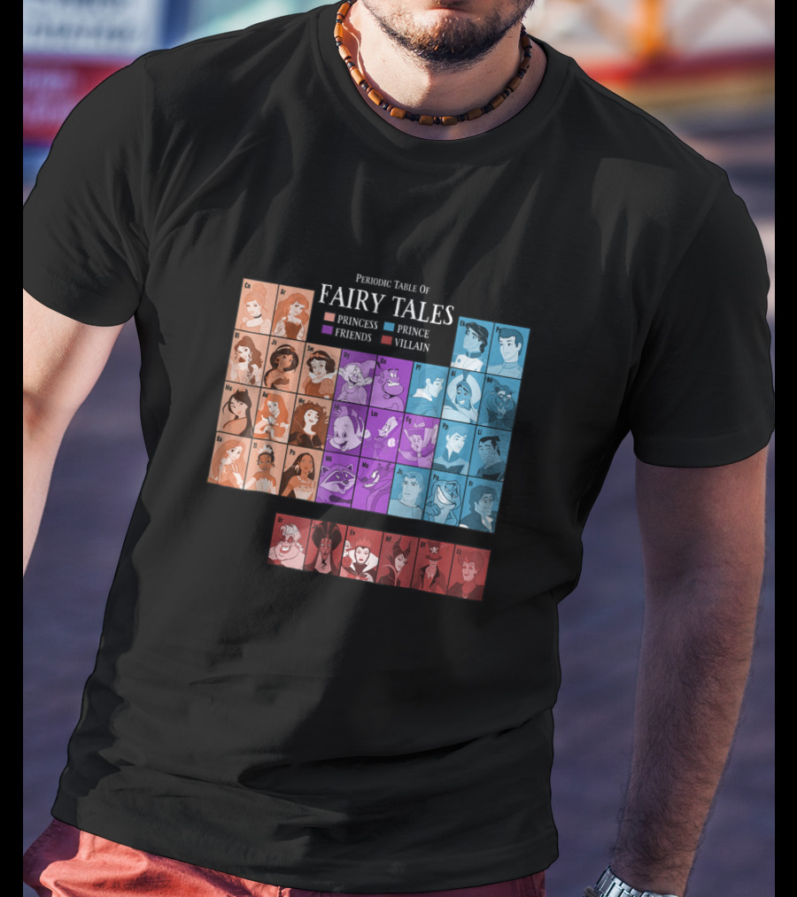 Periodic Table Of Fairy Tales Princess Prince Friends Villain Disney Films T-Shirt