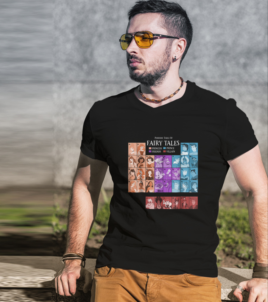 Periodic Table Of Fairy Tales Princess Prince Friends Villain Disney Films T-Shirt