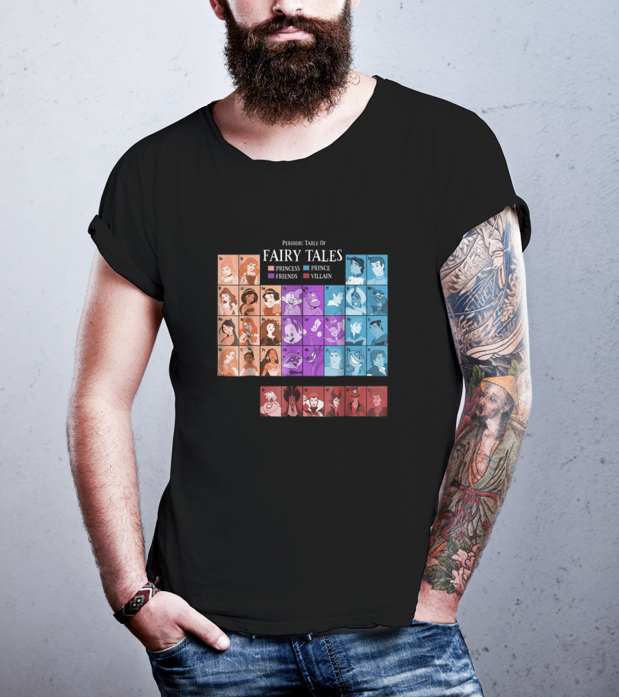 Periodic Table Of Fairy Tales Princess Prince Friends Villain Disney Films T-Shirt