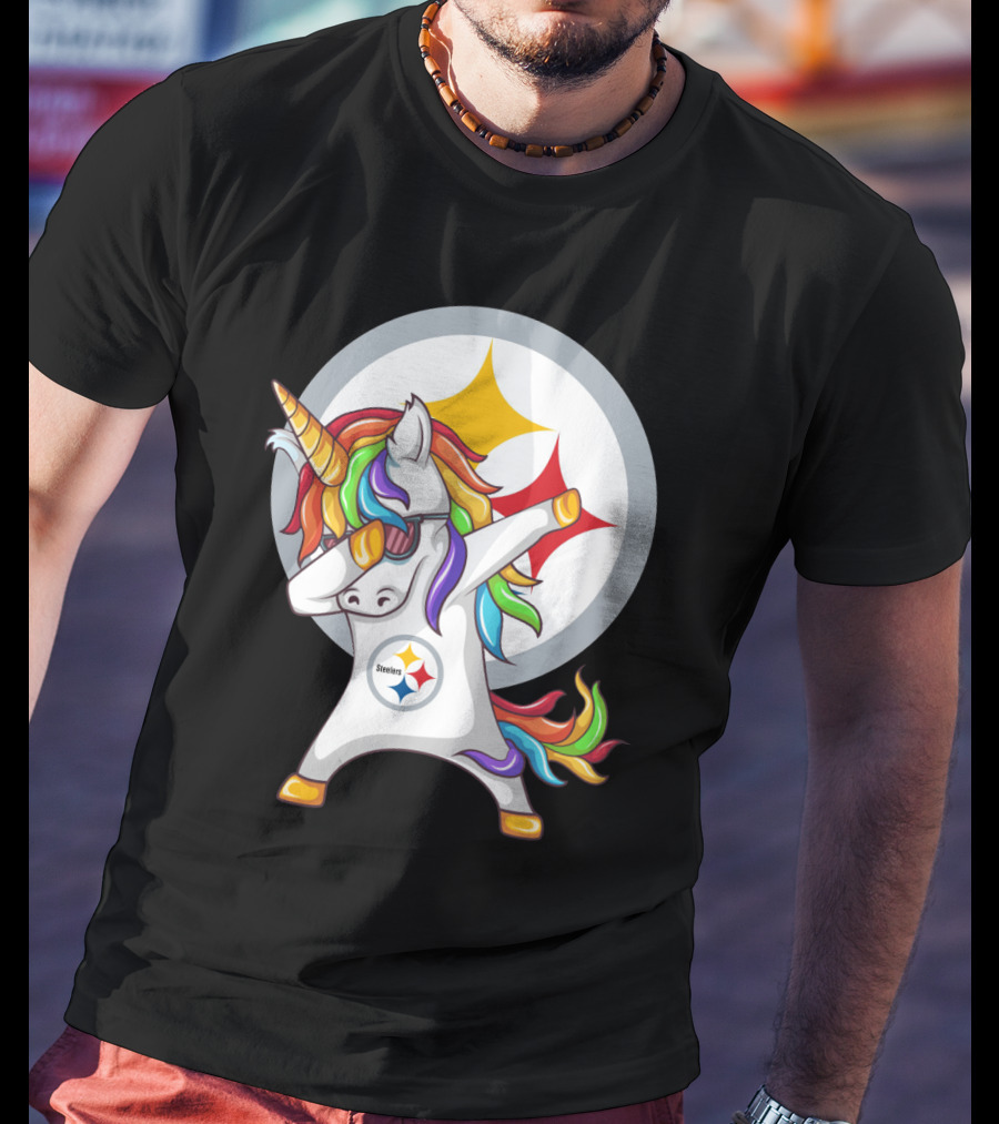 Steelers Rainbow Unicorn Dab With Pittsburgh Steelers T-Shirt