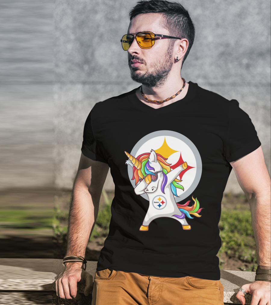 Steelers Rainbow Unicorn Dab With Pittsburgh Steelers T-Shirt