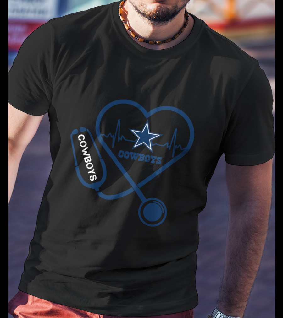 Heart And Stethoscope Dallas Cowboys Star T-Shirt