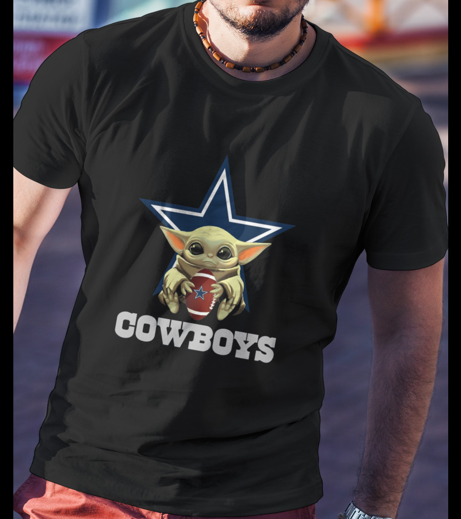 Cowboys Star Football Baby Yoda T-Shirt