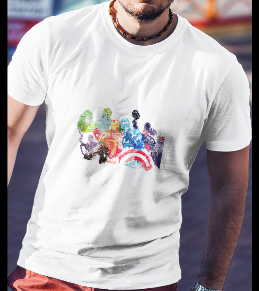 Avengers Watercolor Hulk Iron Man Thor Captain America Black Widow Hawkeye T-Shirt
