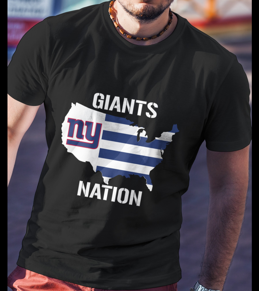 NY Giants Nation USA Map Stripes T-Shirt
