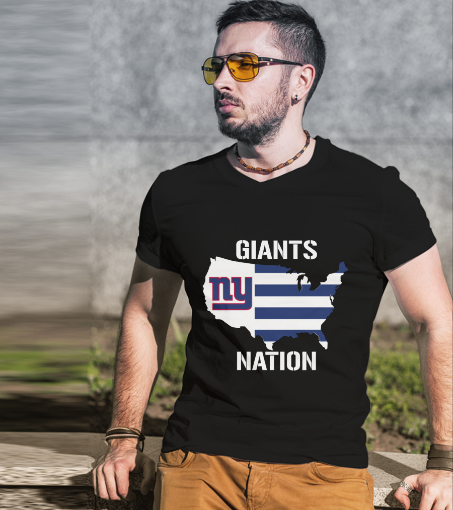 NY Giants Nation USA Map Stripes T-Shirt