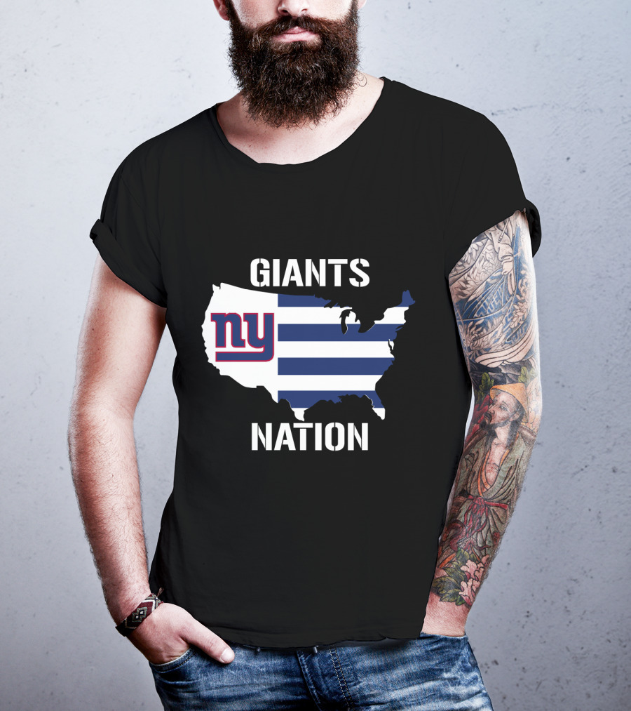 NY Giants Nation USA Map Stripes T-Shirt