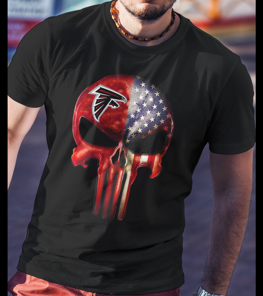 Atlanta Falcons American Flag Skull T-Shirt