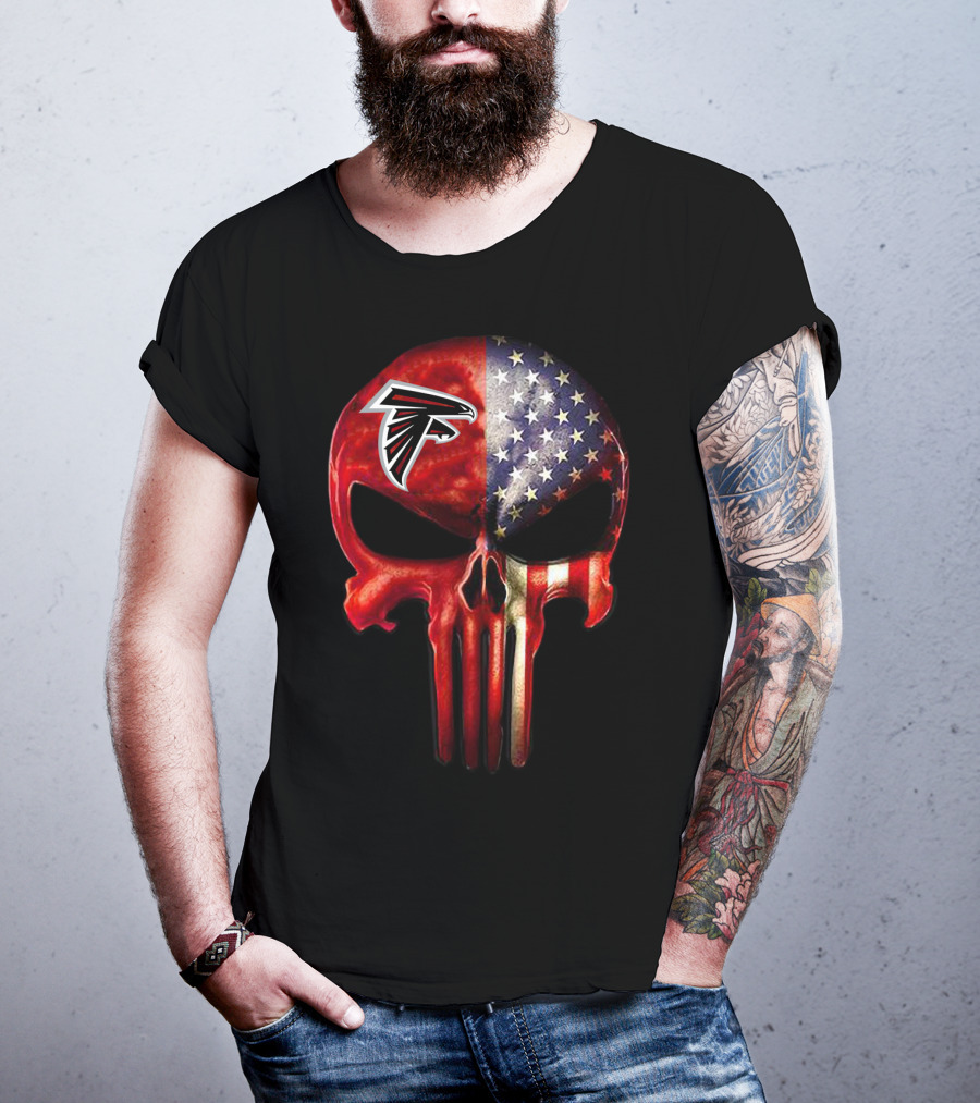 Atlanta Falcons American Flag Skull T-Shirt