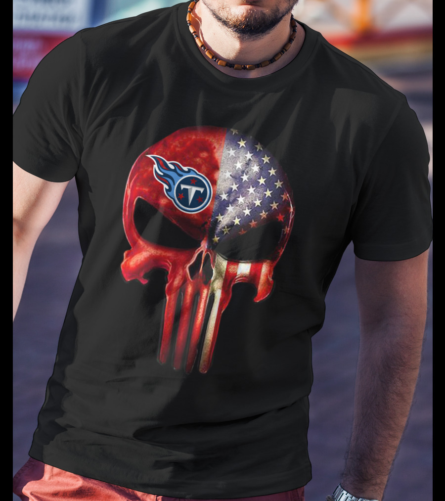 Patriotic Tennessee Titans Punisher Skull For True Fans Only T-Shirt