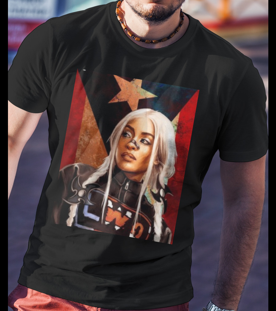 LWO Zelina Vega Fear La Chancla Puerto Rican Flag Background T-Shirt