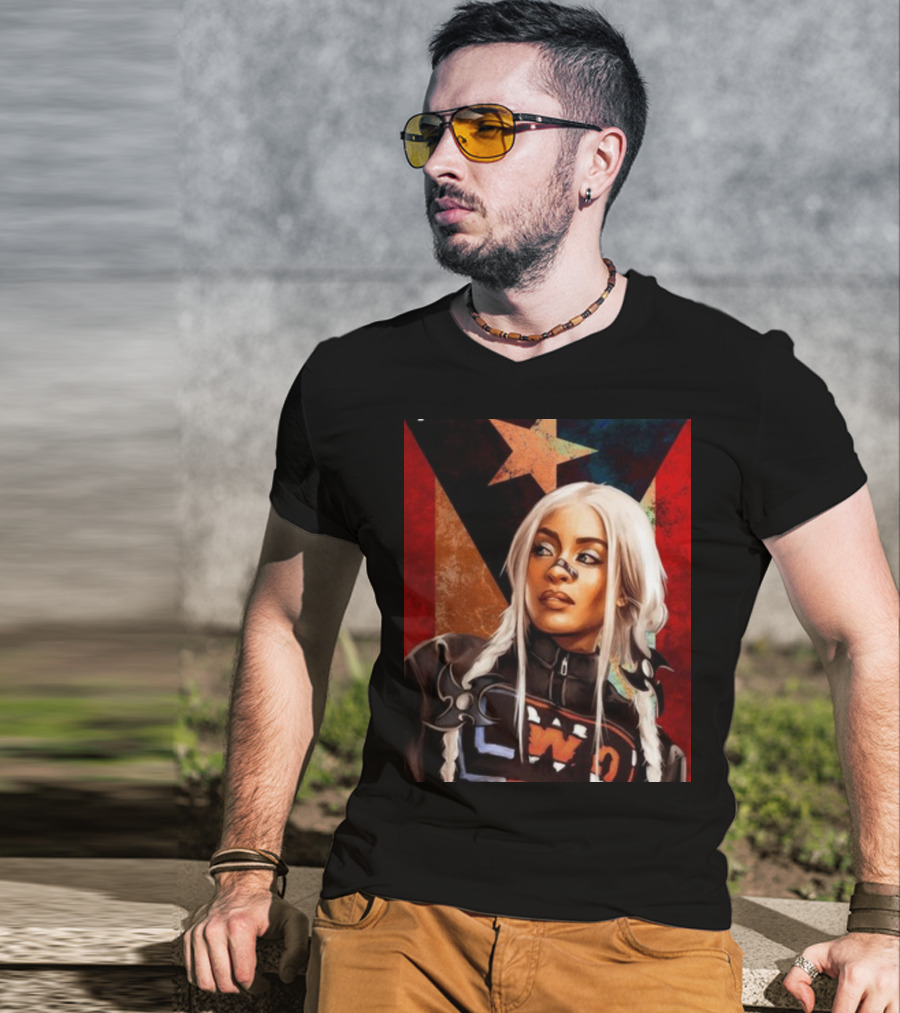 LWO Zelina Vega Fear La Chancla Puerto Rican Flag Background T-Shirt