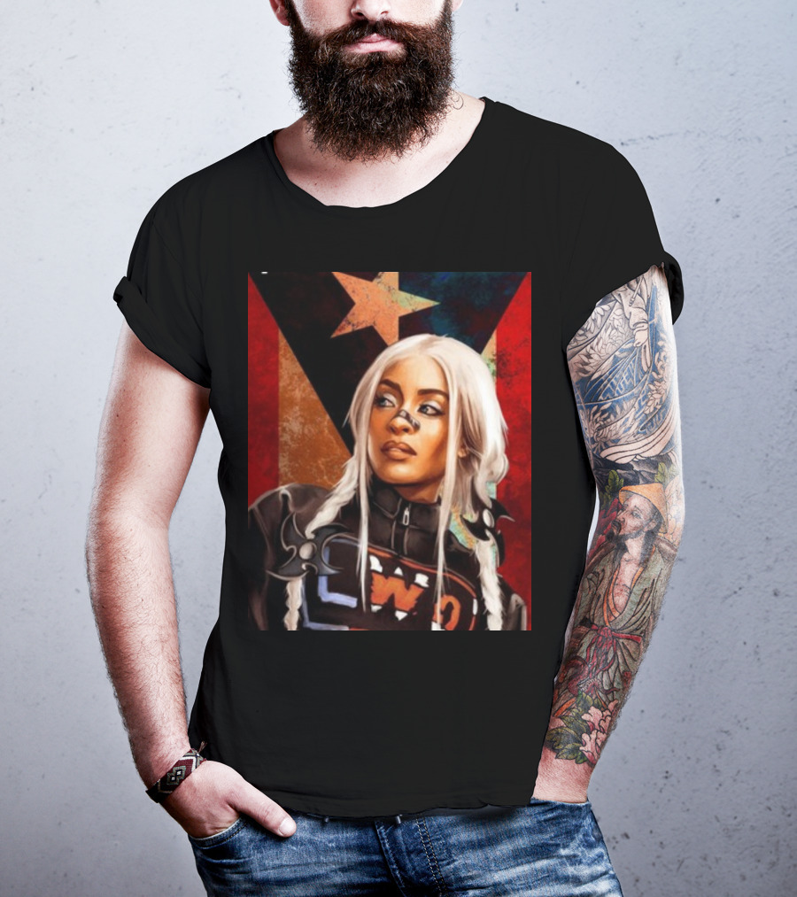 LWO Zelina Vega Fear La Chancla Puerto Rican Flag Background T-Shirt
