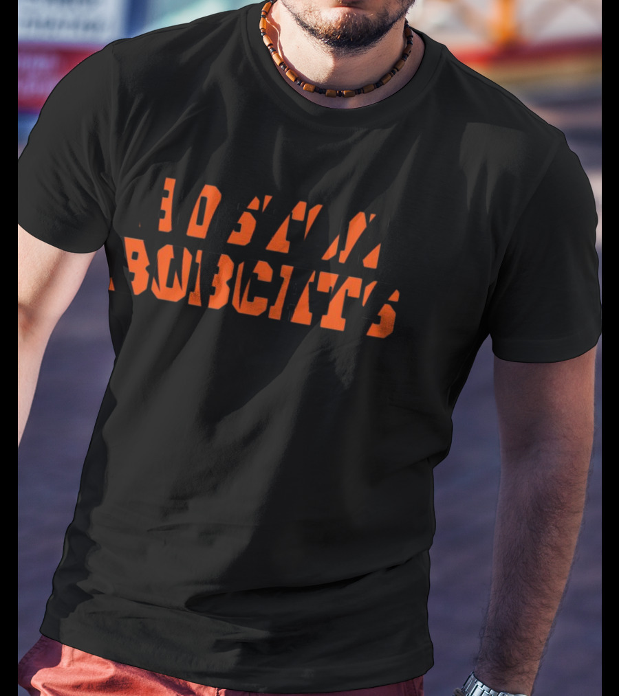Boston Bobcats Bold Tiger Stripe Text T-Shirt