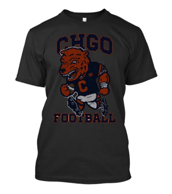 CHGO Football Bear Mascot Running Football Player T-Shirt