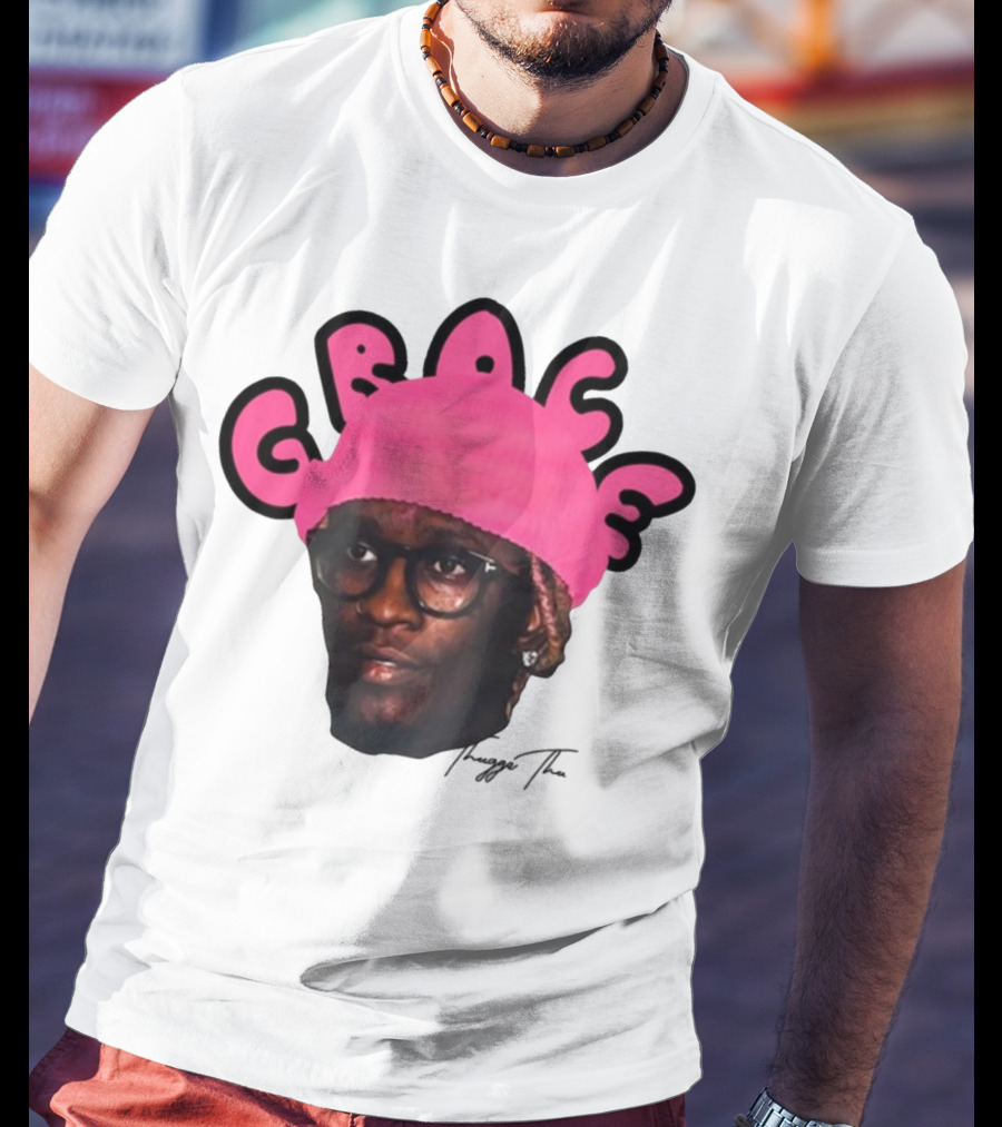 Thuggin Thuggin Grace Pink Beanie Glasses T-Shirt