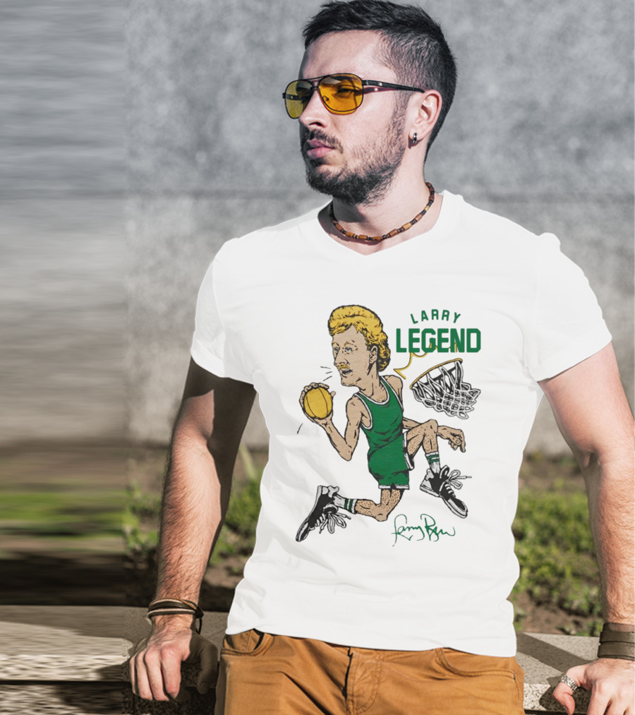 Larry Legend Layup Basketball Icon With Signature T-Shirt