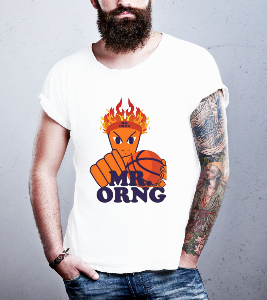 MR ORNG Basketball Flame Fist Character T-Shirt