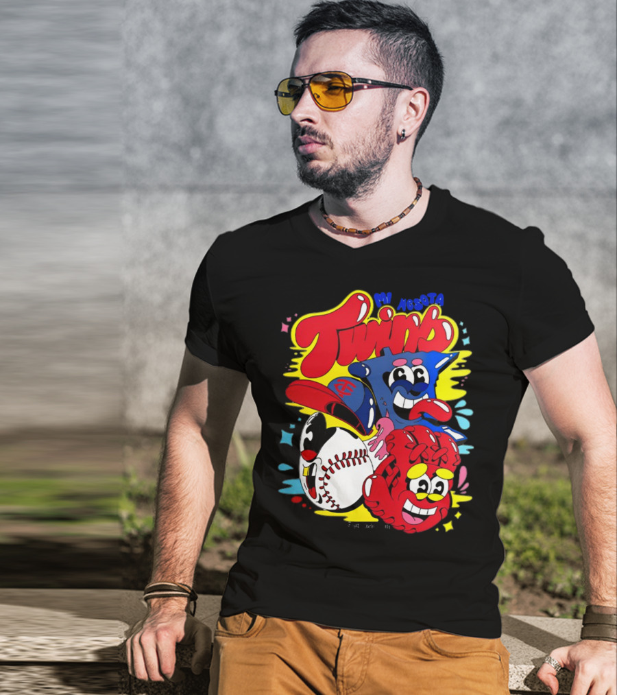 Minnesota Twins Cartoon Characters Baseball Art Evan Weselmann T-Shirt