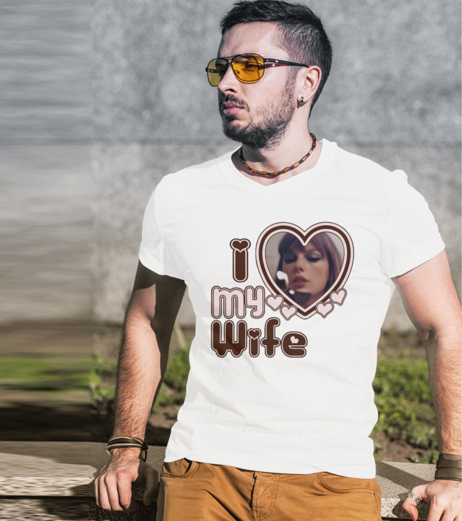 I Love My Wife Taylor Swift Heart Photo T-Shirt