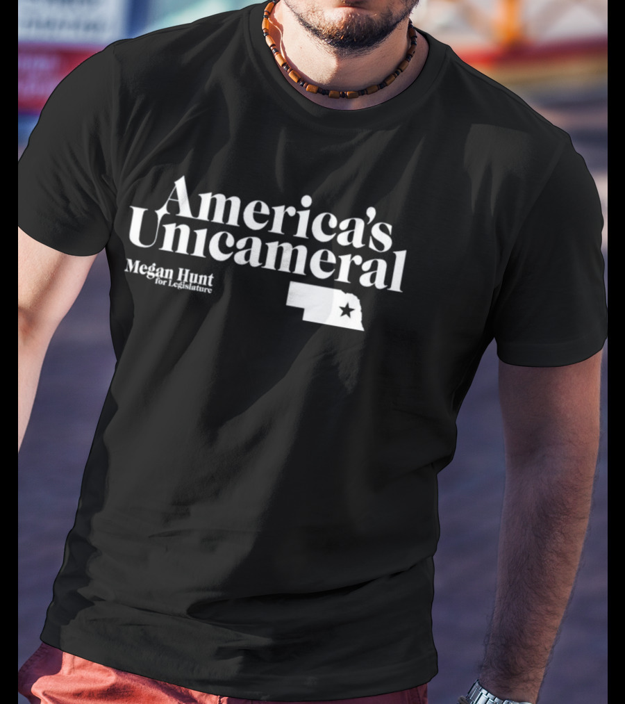 America's Unicameral Megan Hunt For Legislature Nebraska State Map T-Shirt