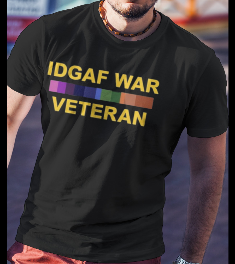 IDGAF War Veteran Color Bars T-Shirt
