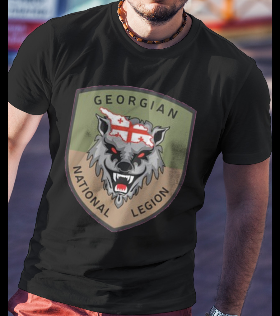 Georgian National Legion Wolf Emblem Georgian Flag мотопіхотний Батальйон 100 ог Бригада T-Shirt