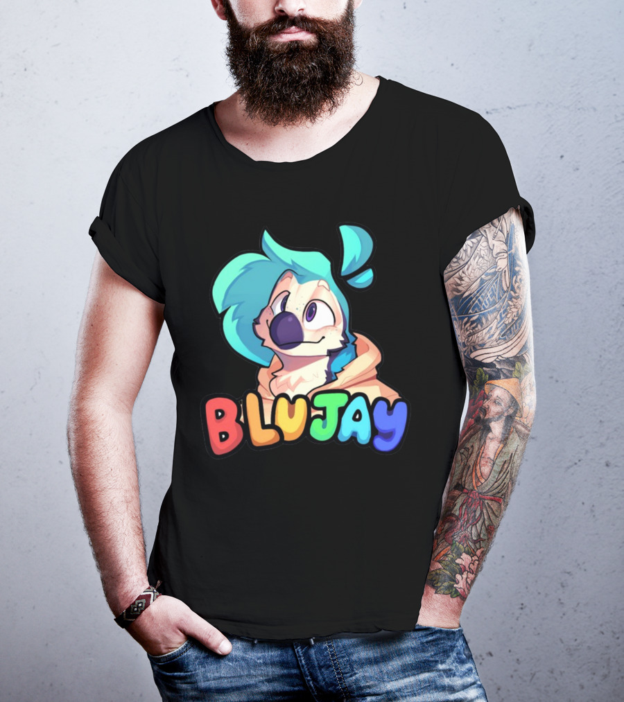 BLUJAY Blue-Haired Cartoon Character T-Shirt