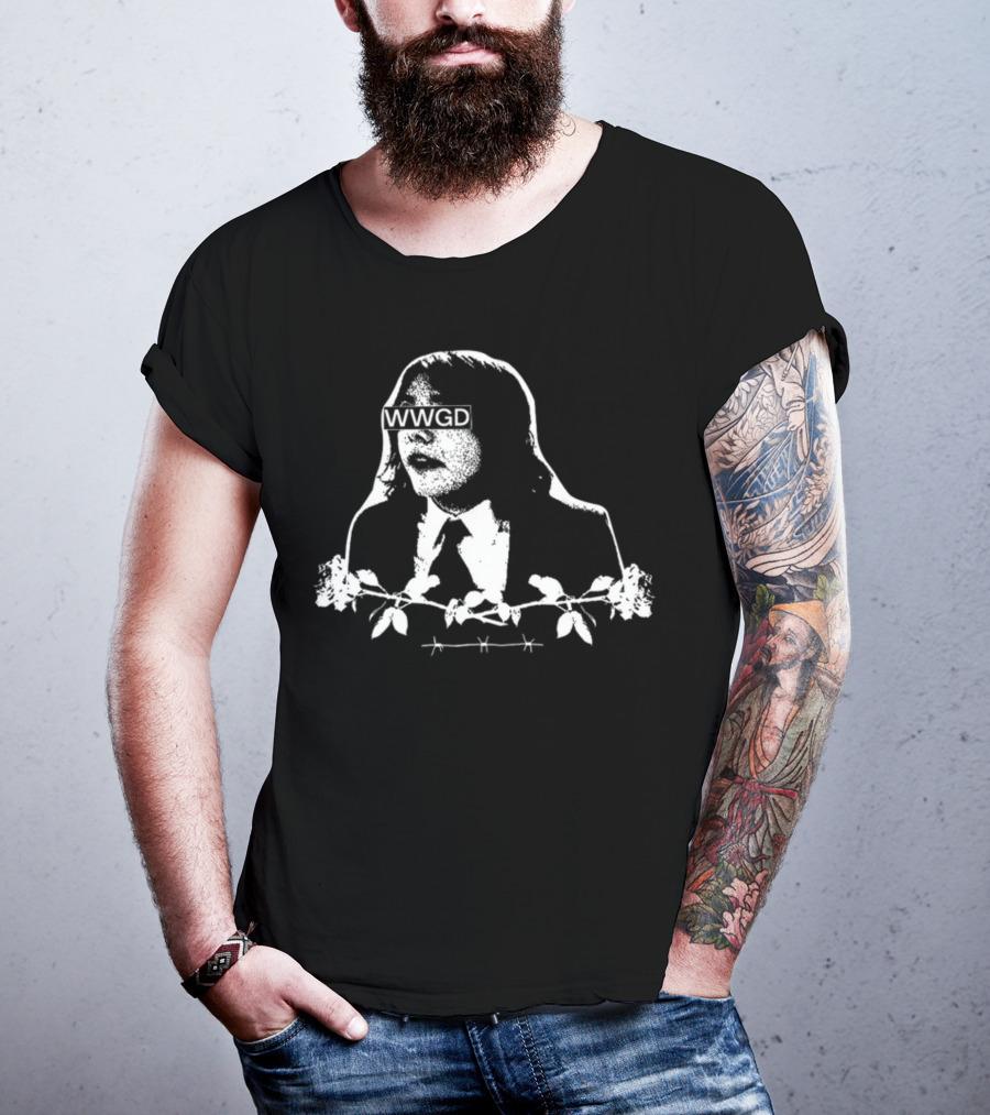 Catchinglizards WWGD Black And White Barbed Wire Suit T-Shirt